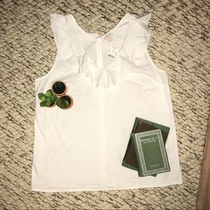 White Sleeveless J. Crew Top w/ Ruffle Collar